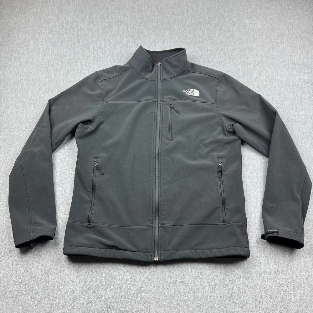The North Face Jacket Men Medium Black Apex Windwall Fleece Lined Softshell FLAW